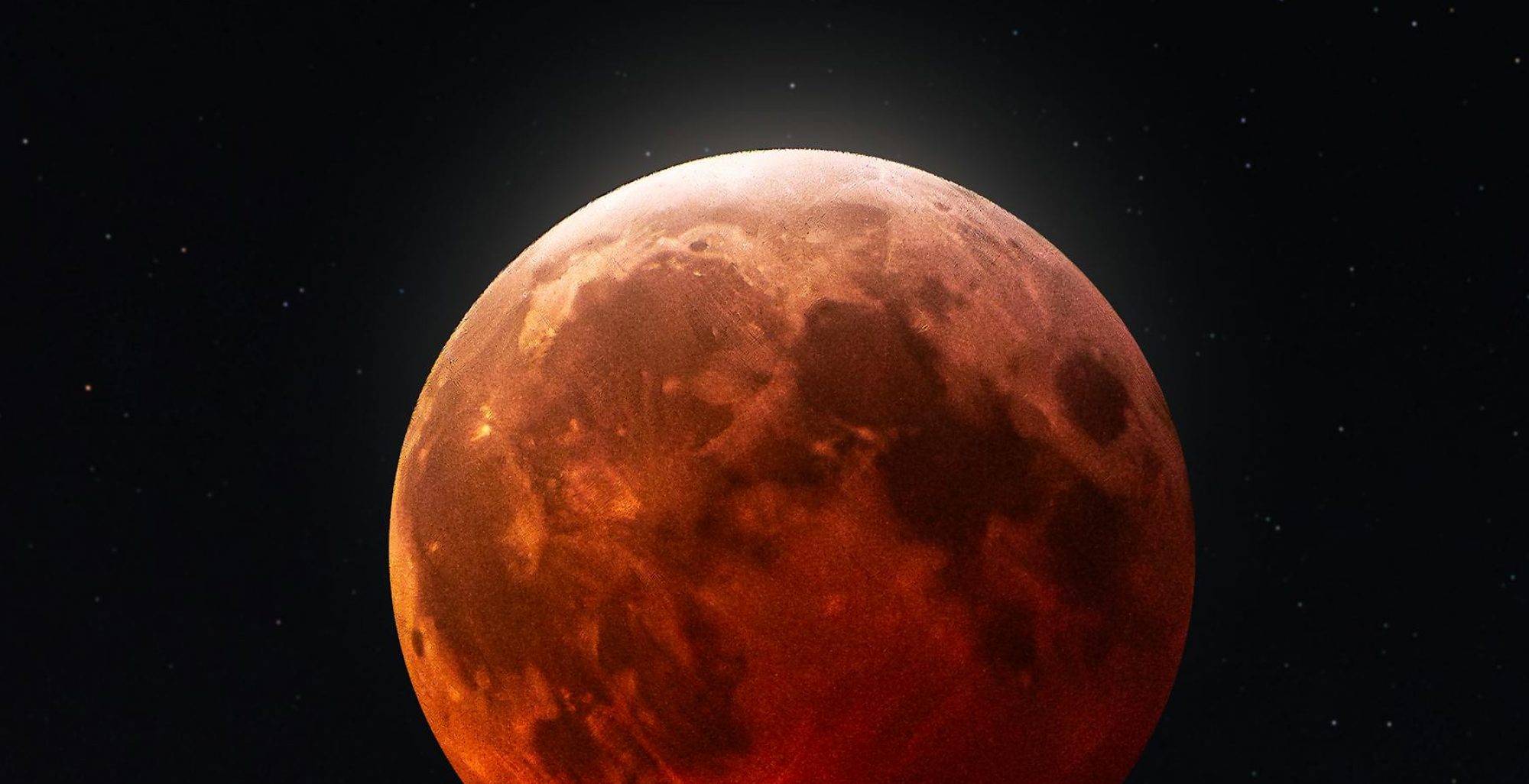 Blood Moon in dark night sky